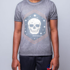 Classic Acid Wash Crew Neck Skull Design Fitted T-Shirt